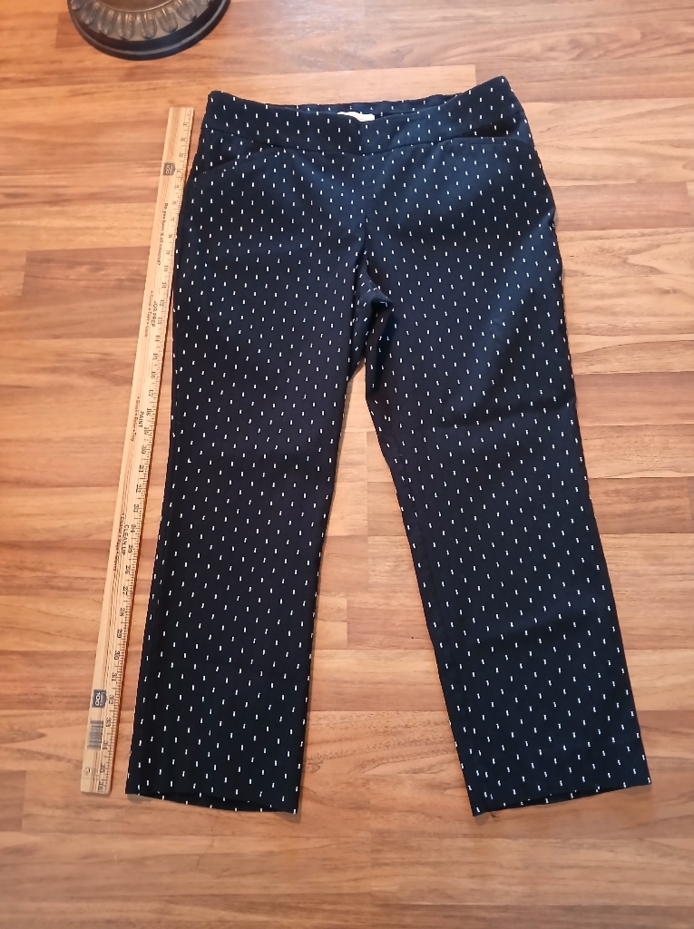 Talbots Size 14 Black Pants with White Micro-Stripe Detail